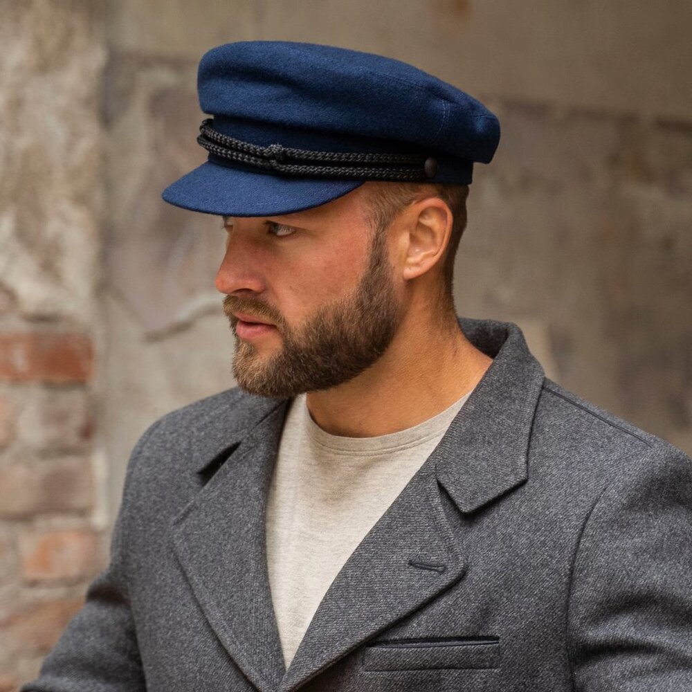 Sterkowski DANUBE XXL Model 3 Hat Cap Blue Wool Traditional Greek Fisherman